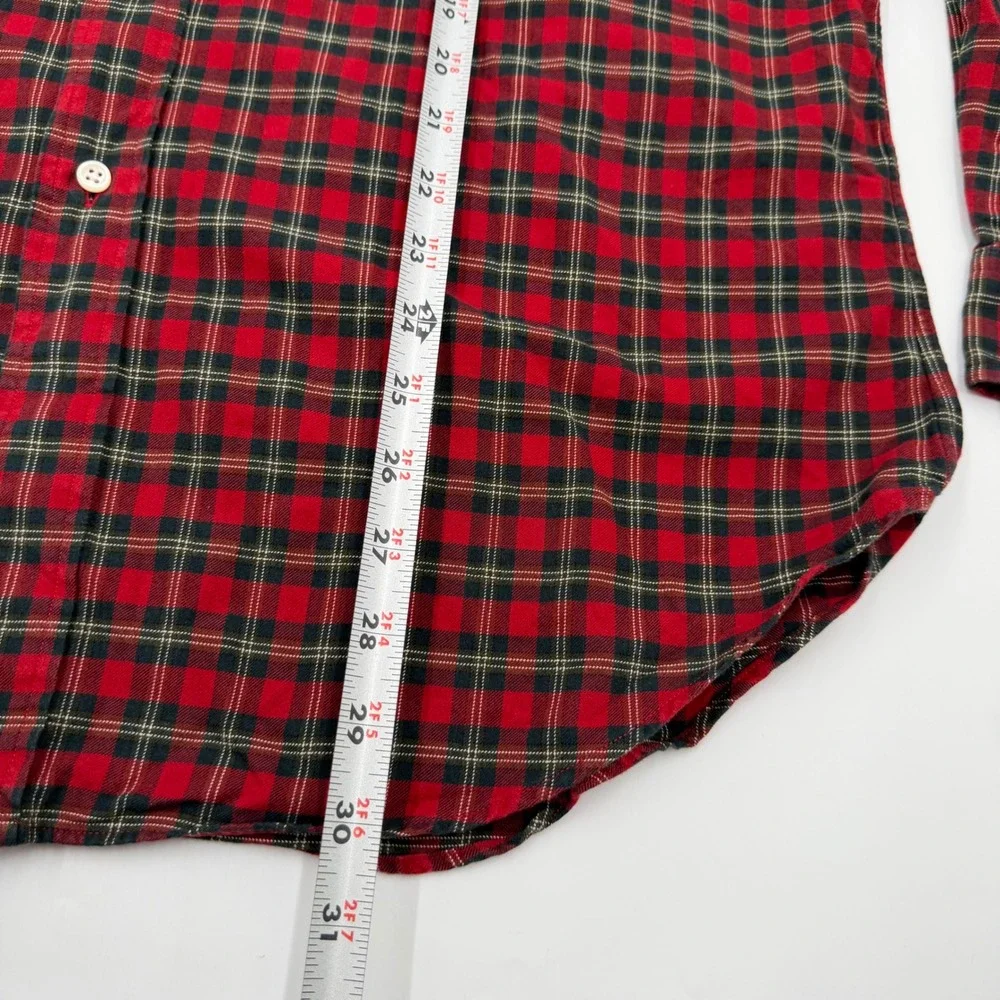 Polo Ralph Lauren Mens Large Classic Fit Red Black Plaid Flannel Shirt L